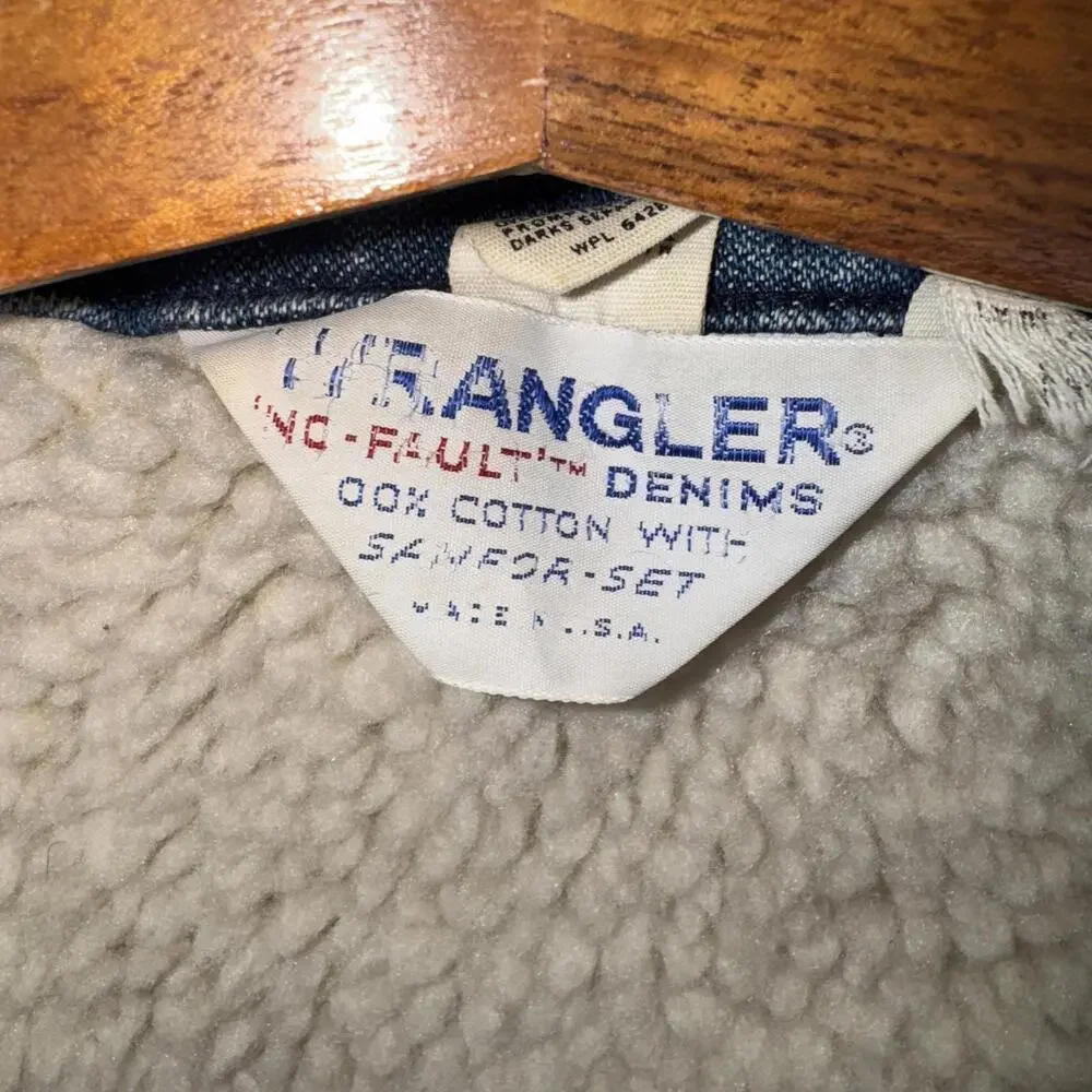 VTG 70s/80s Wrangler No Fault Denims Sherpa Lined Vest RARE Tag Made in USA XL - Picture 5 of 8